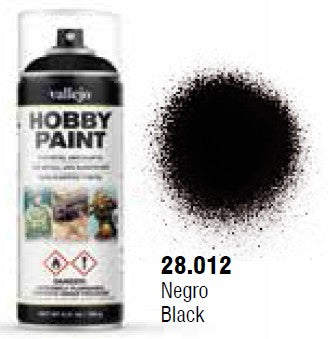 Vallejo 28012 400ml Black Primer Acrylic Hobby Paint Spray