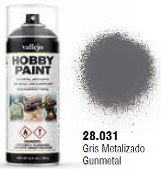 Vallejo 28031 400ml Gun Metal Fantasy Acrylic Hobby Paint Spray