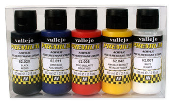 Vallejo 62101 60ml Bottle Basic Opaque Premium Paint Set (5 Colors)