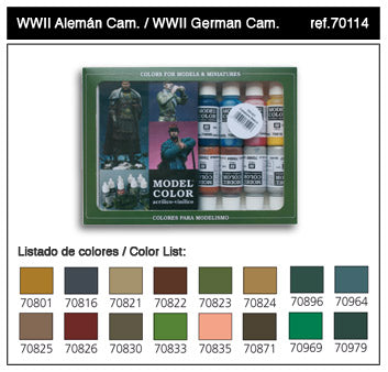 Vallejo 70114 17ml. Bottle WWII German Camo Model Color Paint Set (16 Colors)