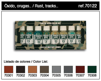 Vallejo 70122 17ml Bottle Panzer Aces Paint Set #1 (8 Colors: #301-308)