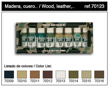 Vallejo 70123 17ml Bottle Panzer Aces Paint Set #2 (8 Colors: #309-316)