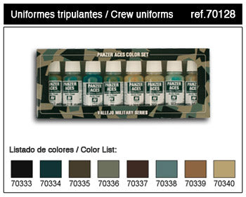 Vallejo 70128 17ml Bottle Panzer Aces Paint Set #5 (8 Colors: #333-340)
