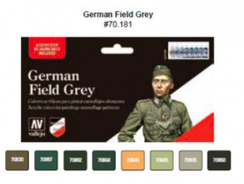 Vallejo 70181 17ml Bottle WWII German Field Grey Uniforms Model Color Paint Set (8 Colors)