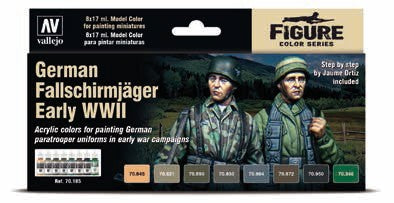 Vallejo 70185 17ml Bottle WWII German Fallschirmjager Early Uniforms Model Color Paint Set (8 Colors)