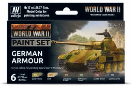 Vallejo 70205 18ml Bottle WWII German Armour Wargames Model Color Paint Set (6 C