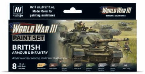 Vallejo 70222 17ml Bottle WWIII Wargames British Armour/Infantry Model Color Pai