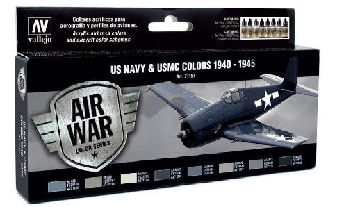 Vallejo 71157 17ml Bottle USN & USMC 1940-1945 Model Air Paint Set (8 Colors)
