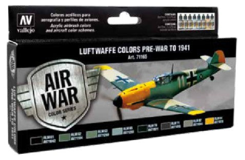 Vallejo 71165 17ml Bottle Luftwaffe Pre-War to 1941 Model Air War Paint Set (8 Colors)