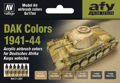 Vallejo 71207 17ml Bottle DAK 1941-1944 Vehicles Model Air Paint Set (6 Colors)