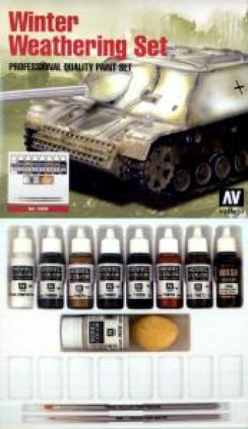 Vallejo 72220 17ml Bottle Winter Weathering Pro Model Color Paint Set (8 Colors & 35ml Sandy Paste)