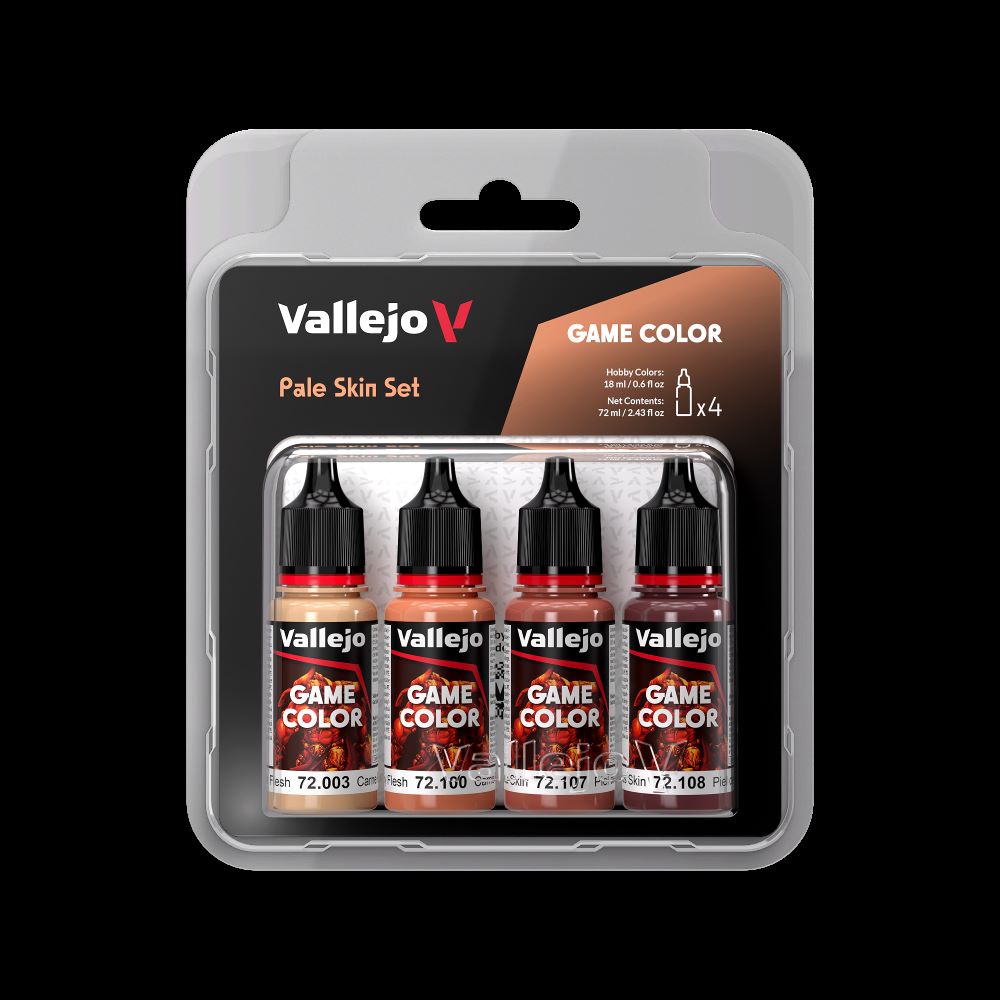 Vallejo 72379 18ml Bottle Pale Skin (Base, Shadow, Light) Game Color Paint Set (