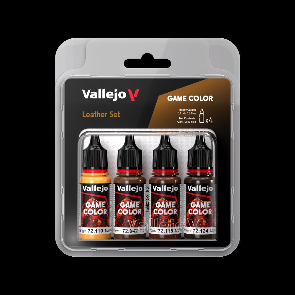 Vallejo 72385 18ml Bottle Leather (Base, Shadow, Light) Game Color Paint Set (4