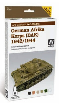 Vallejo 78410 8ml Bottle AFV German Afrika Korps 1942-44 (DAK) Camo Model Color Paint Set (6 Colors)