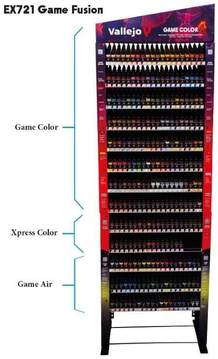 Vallejo EX721 Game Fusion Color-Xpress-Air Paint Deal w/Rack (6 each: 129 Game C