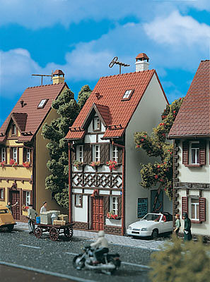 Vollmer 43672 HO Scale Half-Timbered House (white) -- 2 x 3-5/16 x 5-5/16" 5.2 x 8.3 x 13.3cm