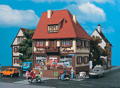 Vollmer 43674 HO Scale Butcher's Shop -- 4-5/8 x 3-13/16 x 6" 11.5 x 9.5 x 15cm