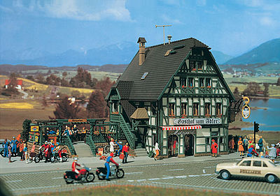 Vollmer 43736 HO Scale Adler Inn w/Beer Garden -- 8-1/4 x 5-1/8" 21 x 13cm