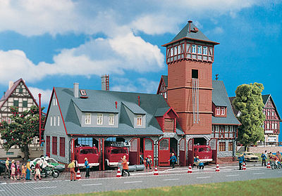 Vollmer 43767 HO Scale Fire Station -- 11-7/16 x 4-3/4" 29 x 12cm