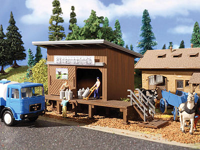 Vollmer 43856 HO Scale Wood Milk Can Collection Shed w/Wood Platform -- Kit - 5-1/4 x 2-15/16 x 2-3/4" 13.5 x 7.5 x 7cm
