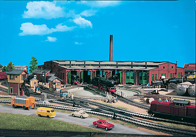 Vollmer 45758 HO Scale Six-Stall Roundhouse -- 16-1/8 x 35 x 5-1/8" 41 x 89 x 13cm