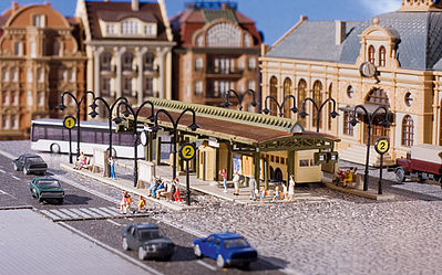 Vollmer 47580 N Scale Bus Station Kit, Without Bus -- 163 x 44 x 37mm