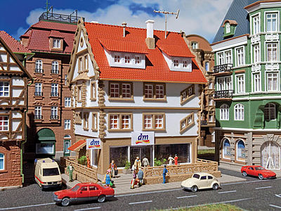 Vollmer 47664 N Scale DM Drug Store -- Kit - 4-7/16 x 4-5/16 x 4-3/4" 11.3 x 11 x 12cm