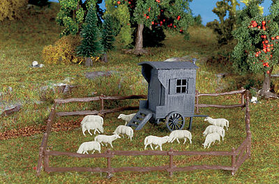 Vollmer 47717 N Scale Shepherd's Carriage w/Sheep -- 5-13/16 x 4-3/16 x 3-7/16" 14.5 x 10.5 x 8.6cm