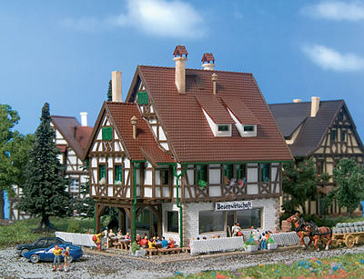 Vollmer 47737 N Scale Besenwirtschaft Neighborhood Tavern - Kit -- 10.7 x 8.3 x 10.5cm