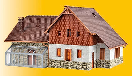 Vollmer 48280 HO Scale Stonemason's House w/LED Lights - Stone Art -- Kit - 7-1/2 x 7-1/2 x 4-5/16" 19 x 19 x 11cm