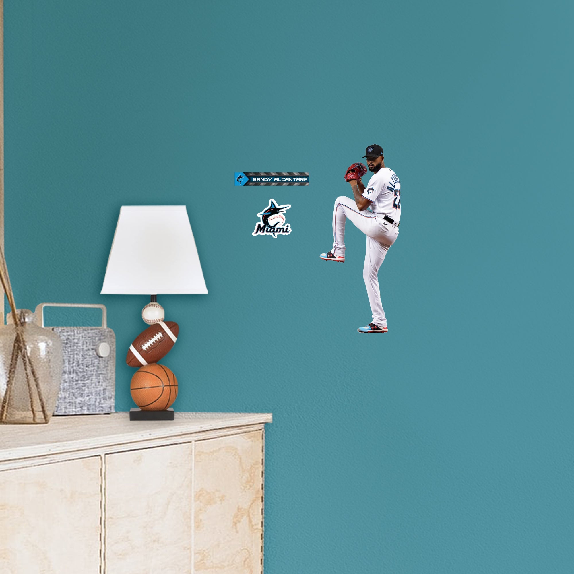Sandy Alcantara - RealBig Collection - Official MLB - Miami Marlins - Reusable Vinyl Wall Decals #1