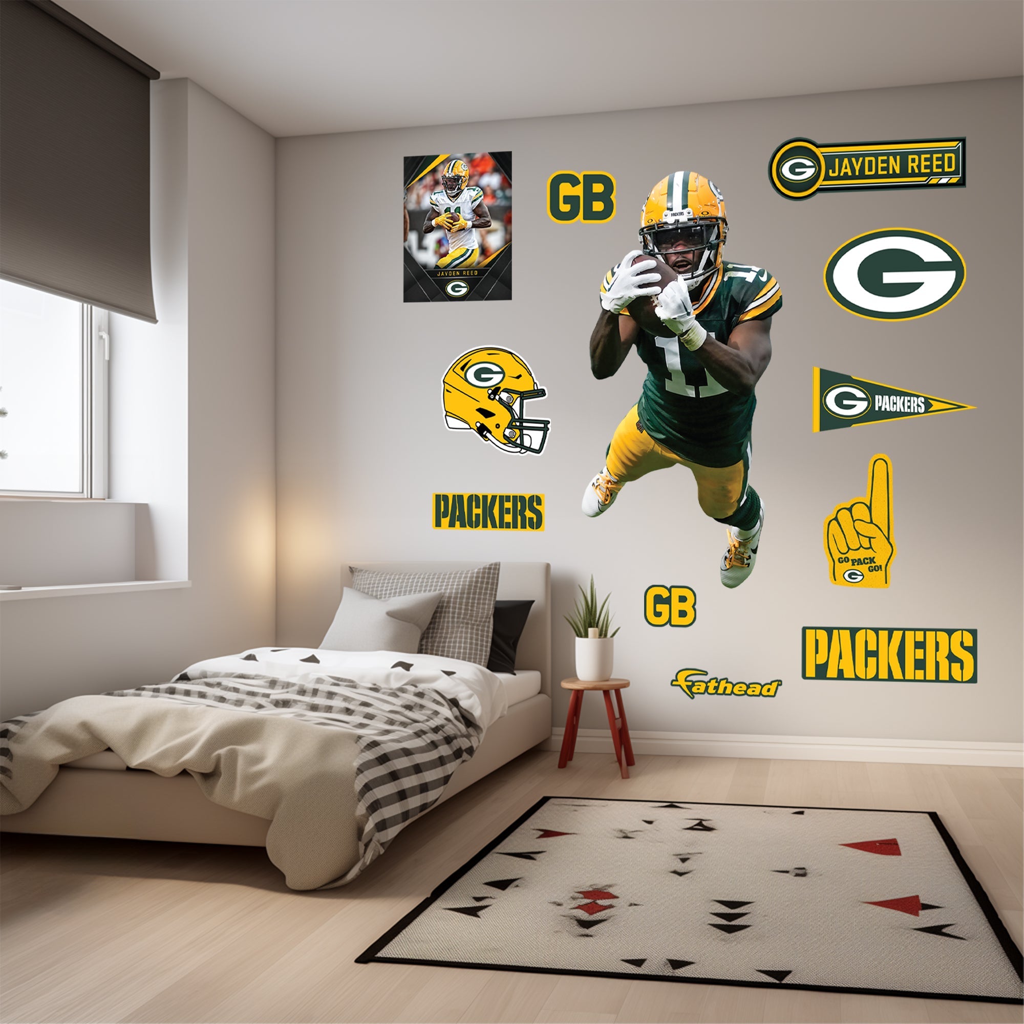 Jayden Reed - RealBig Diving Catch Collection - Official NFL - Green Bay Packers - Reusable Vinyl Wall Decals