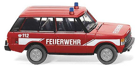 Wiking 10503 HO Scale 1970 Range Rover - Assembled -- Fire Department (red, white, German Lettering)