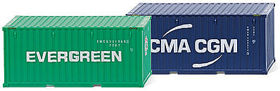 Wiking 1814 HO Scale 20' Corrugated Intermodal Container Set - Ready to Run