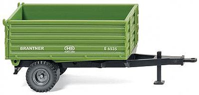 Wiking 38810 HO Scale Brantner Single-Axle Tipper Farm Trailer - Assembled -- Green