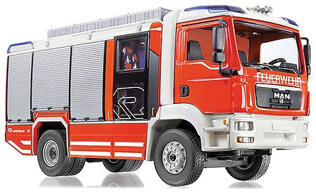 Wiking 43142 15707 Scale MAN TGM Rosenbauer AG Fire Truck - Assembled -- Fire Department (silver, white, red, German Lettering)