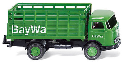 Wiking 44603 HO Scale Mercedes-Benz LP 321 Stakebed Truck - Assembled -- BayWa (green, white)