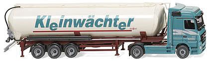 Wiking 53102 HO Scale Mercedes-Benz Actros/Spitzer Tractor w/Bulk Silo Trailer - Assembled -- Kleinwachter (blue, white, red, German Lettering)