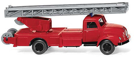 Wiking 62002 HO Scale Magirus S 3500 Fire Ladder Truck - Assembled -- Fire Department (red, black, silver)