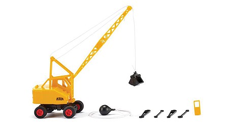 Wiking 66205 HO Scale 1959-1970 Fuchs F 301 Dragline - Assembled -- Zublin (yellow, red, black, German Lettering)