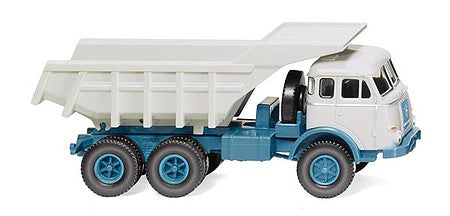 Wiking 67048 HO Scale 1955-1961 Henschel HS 3-180 Dump Truck - Assembled -- White, Blue
