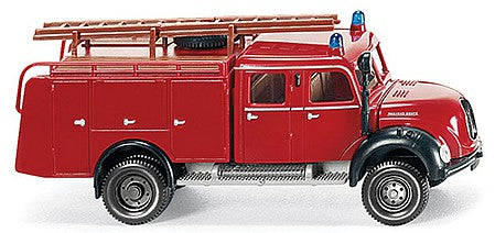 Wiking 86338 HO Scale 1958 Magirus TLF Fire Truck - Assembled -- Fire (red, black)