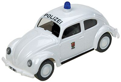 Wiking 86421 HO Scale Emergency Automobile Volkswagen Beetle (1960s) - Assembled -- Trier Police (white, German Lettering)