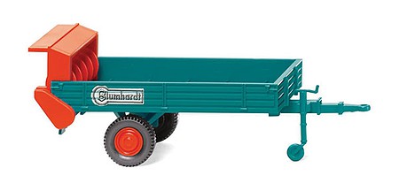 Wiking 88703 HO Scale 1949-1960 Blumhardt Manure Spreader - Assembled -- Blue, Red
