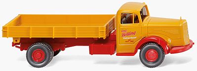 Wiking 89505 HO Scale Mercedes-Benz L 6600 Low-Side Dump Truck - Assembled -- Bolling (yellow ,red, German Lettering)