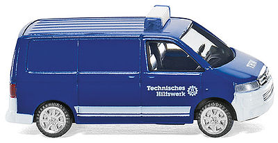 Wiking 93803 N Scale Volkswagen T5 GP Multivan Cargo Van - Assembled -- THW (blue, white, German Lettering)