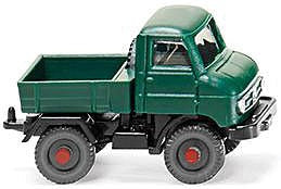 Wiking 97204 N Scale Unimog U 411 - Assembled -- Moss Green, Gray, Red