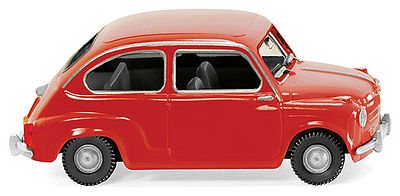 Wiking 9904 HO Scale 1955 Fiat 600 Hardtop - Assembled -- Red