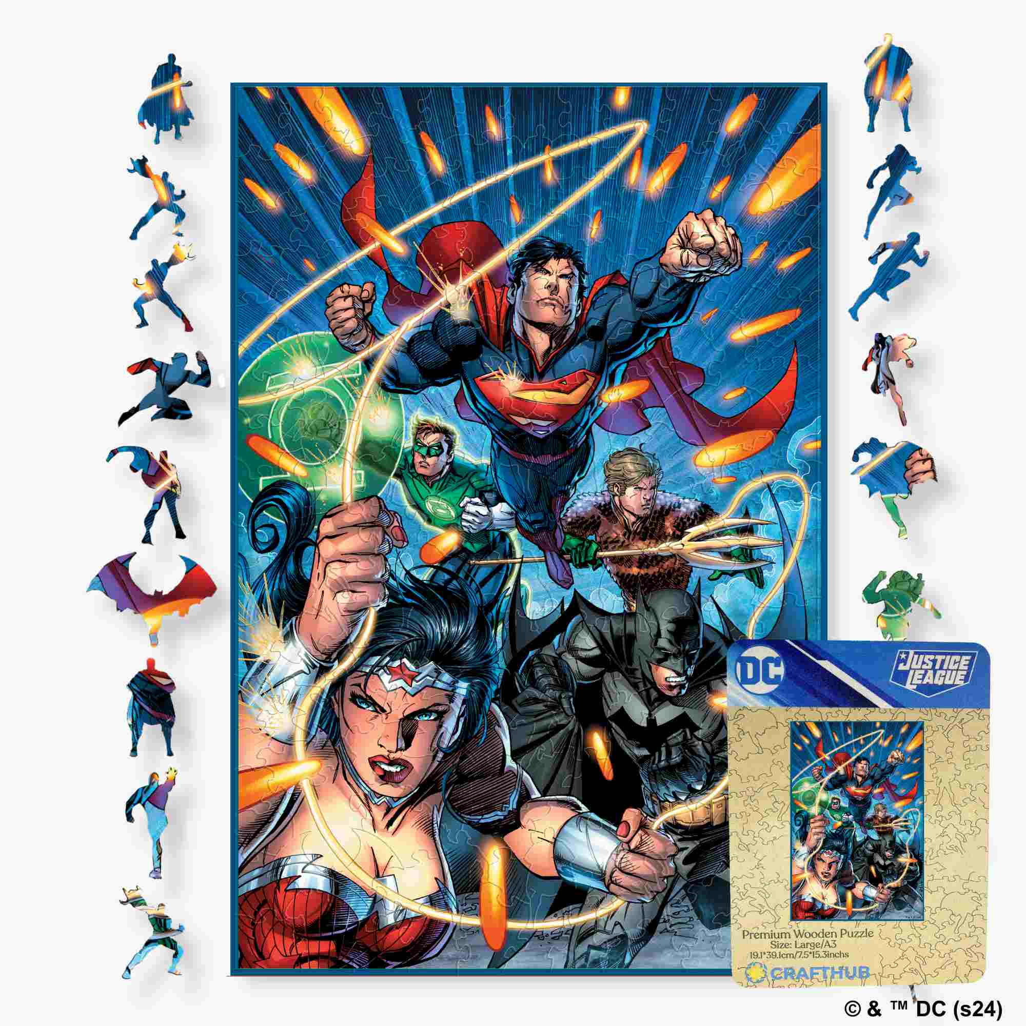 Justice League Heroes Assemble - The Battle Begins Wooden Jigsaw Puzzle