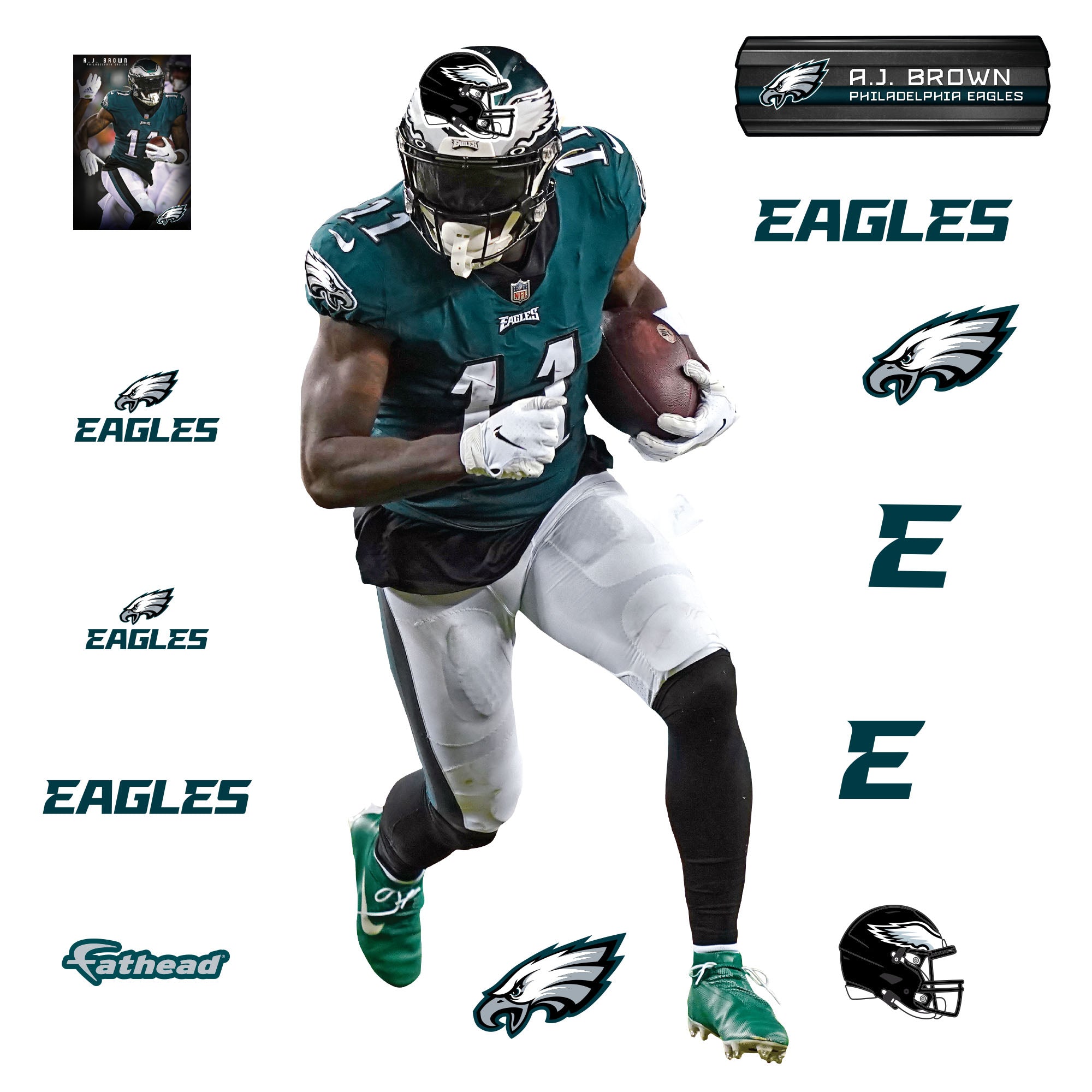 A.J. Brown - RealBig Collection - Official NFL - Philadelphia Eagles - Reusable Vinyl Wall Decals